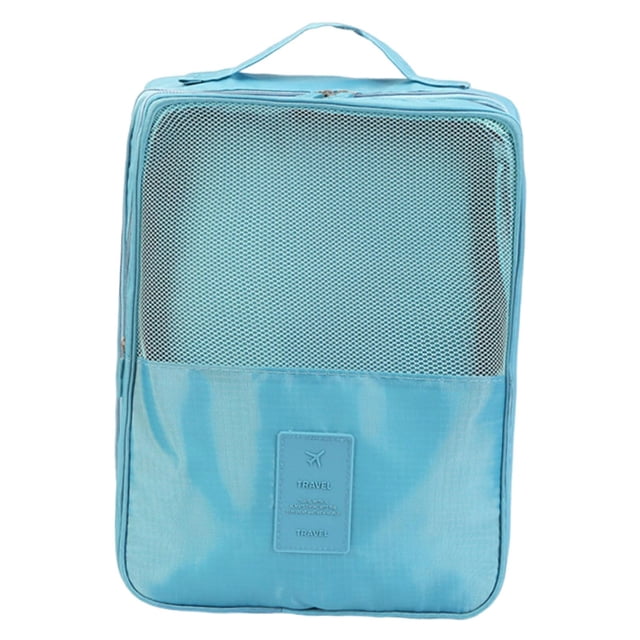 lingqin Travel Shoe Bag Shoe Carrying Bag, Zipper Closure, with Handle Premium Dustproof Blue