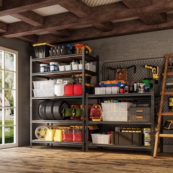 Storage Shelves, Shelving Unit 5-Tier Heavy Duty Metal Rack*2, Adjustable SPCC Steel Shelves, 72 x 35.5 x 12 Inch, 2000 LBS Uniform Capacity, Boltless Garage Pantry Warehouse Organizer
