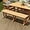 Teak, variant on WestinTrends Malibu 65" Outdoor Dining Bench, All Weather Resistant Poly Lumber Patio Garden Bench Trestle Long Bench for Both Outdoor and Indoor, Teak