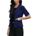 thumbnail image 4 of Short Sleeve Blazer for Women Summer Button Business Casual Office Work Suit Jacket XS Dark Blue, 4 of 6