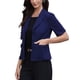 thumbnail image 4 of Blazer de manga corta para mujeres, chaqueta de traje de oficina casual de verano, botón, color azul oscuro, 4 of 6