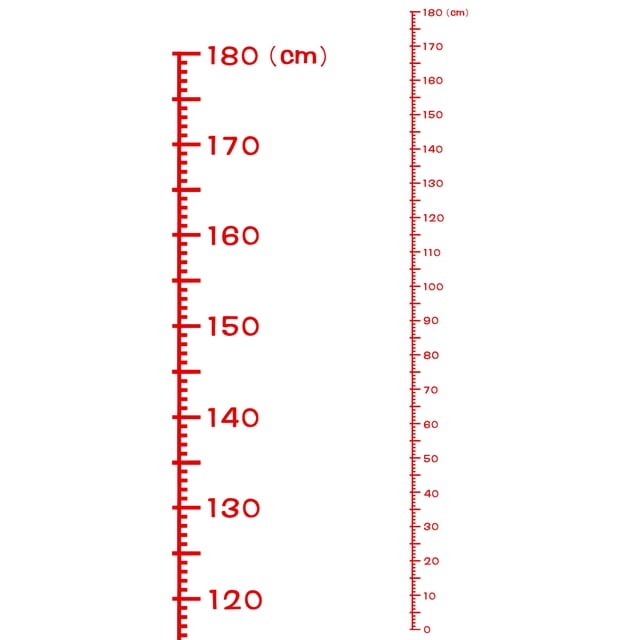 Altura Gráfico Regla Crecimiento Gráfico 180cm Métrica Medida PVC Autoadhesivo Medidas Entrega Regla Pegatina Indicador con Transferencia Película para Medir Altura, Rojo