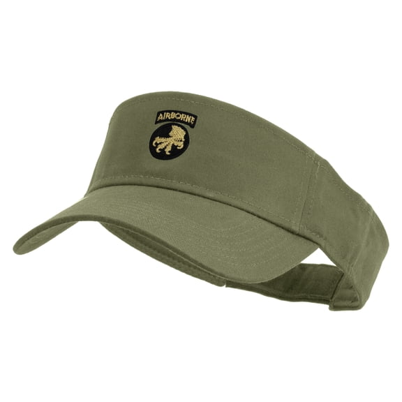 17th Airborne Division Embroidered Cotton Twill Sun Visor - Khaki OSFM