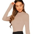 thumbnail image 5 of Women's Basic Slim Fitted Long Sleeve Pullovers Tee Tops, 5 of 5
