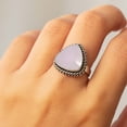 thumbnail image 2 of Natural Rose Quartz Birthstone Ring 925 Sterling Silver Handmade Jewelry Trillion Cut Healing Crystal Ring, 2 of 6