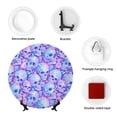 thumbnail image 4 of Yiaed Blue Skull Daisy Print Bone China Decorative Plate Ceramic Dinner Plates Art Crafts with Display Stand-8in, 4 of 6