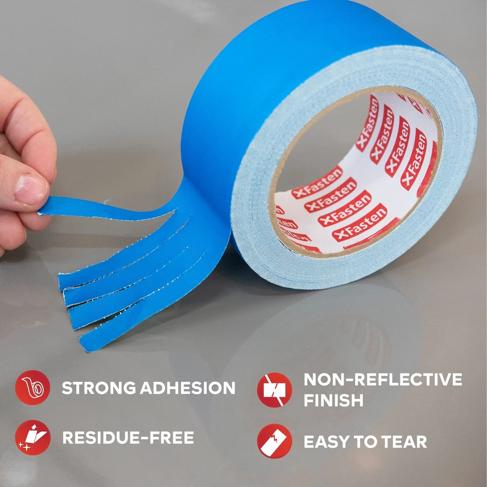 BUTTERFLY- Xfasten Gaffers Tape 2 Inch X 30 Yards, Blue, Multipurpose Pro Gaff Tape For ...