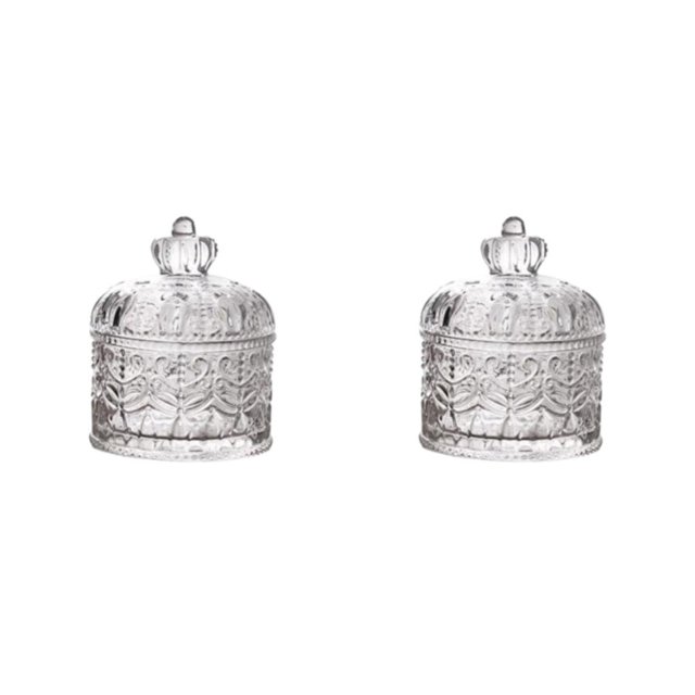 Billuyoard Elegant Crystal Glass Jar Jewelry Organizer Case Biscuit Trinket Tipo 2 2Conjunto