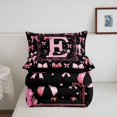 thumbnail image 5 of Manfei 3D Cartoon Bowtie Print Full Size Comforter Sets,Black Pink Monogrammed E Bedding Comforter Set,Black Reversible,3-Piece,1 Comforter and 2 Pillowcases, 5 of 7