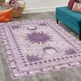 thumbnail image 2 of Sun and Moon Decorative Rug, Bohemian Occult Design of Crescent Solar Ornament Esoteric Stars, Quality Carpet for Bedroom Dorm and Living Room, 6 Sizes, Lilac Lavender, by Ambesonne, 2 of 4