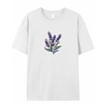 thumbnail image 5 of T Shirts for Women Short Sleeve Cotton Crewneck T-Shirt, Lavender Purple Plant Embroidery Style Tee Tops Casual Basic T-Shirts, XS-5XL White XS, 5 of 7