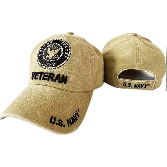 US Navy VETERAN KHAKI SUBDUED Emblem Military HAT CAP OFFICIALLY LICENSED