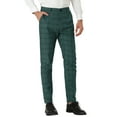 thumbnail image 5 of INSPIRE CHIC Men's Plaid Slim Fit Flat Front Dress Pants with Pockets 34 Dark Green, 5 of 7