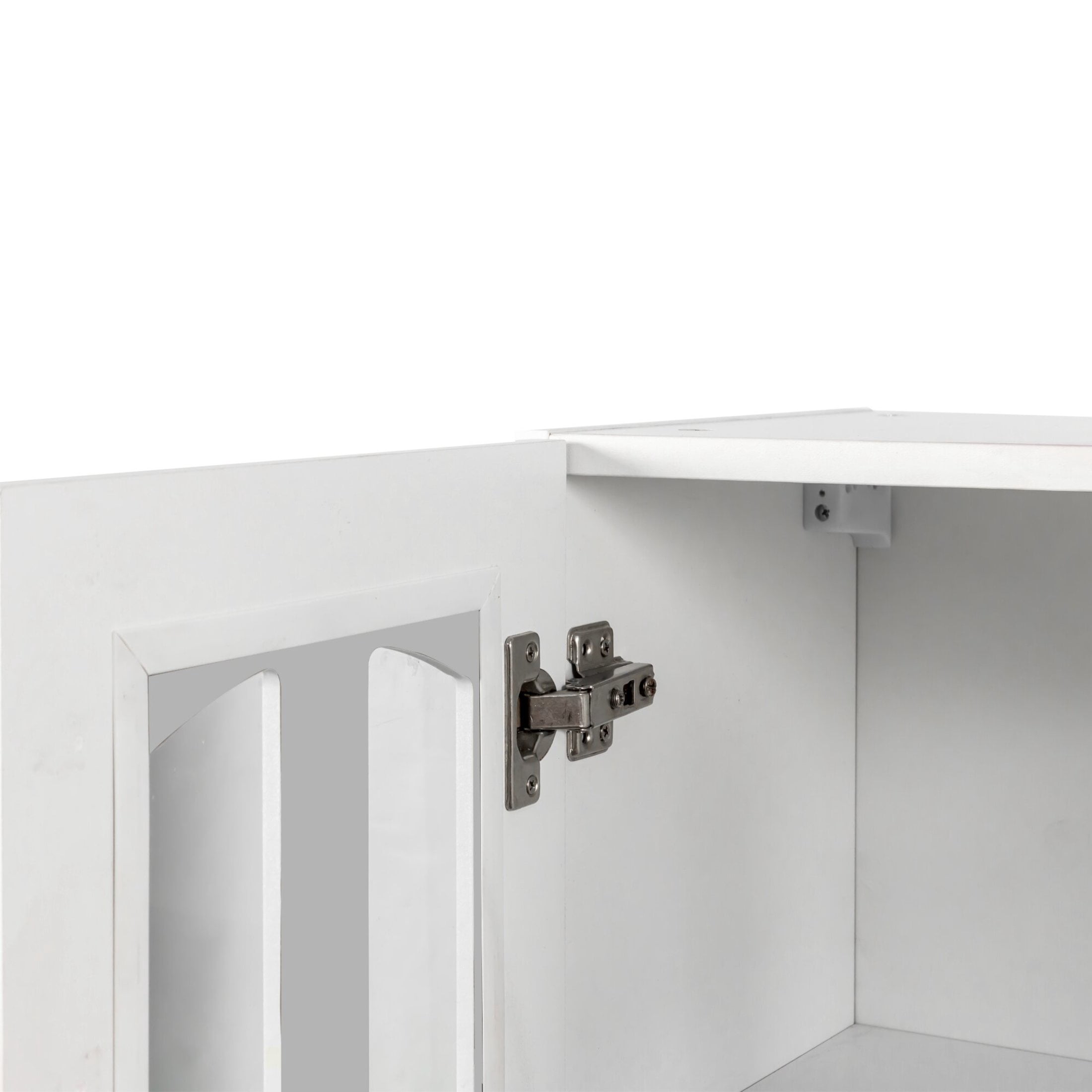 Noble House Classic Glass Door Wall Display Cabinet, Modern Floating Storage Cabinet for Kitchen & Bathroom, White