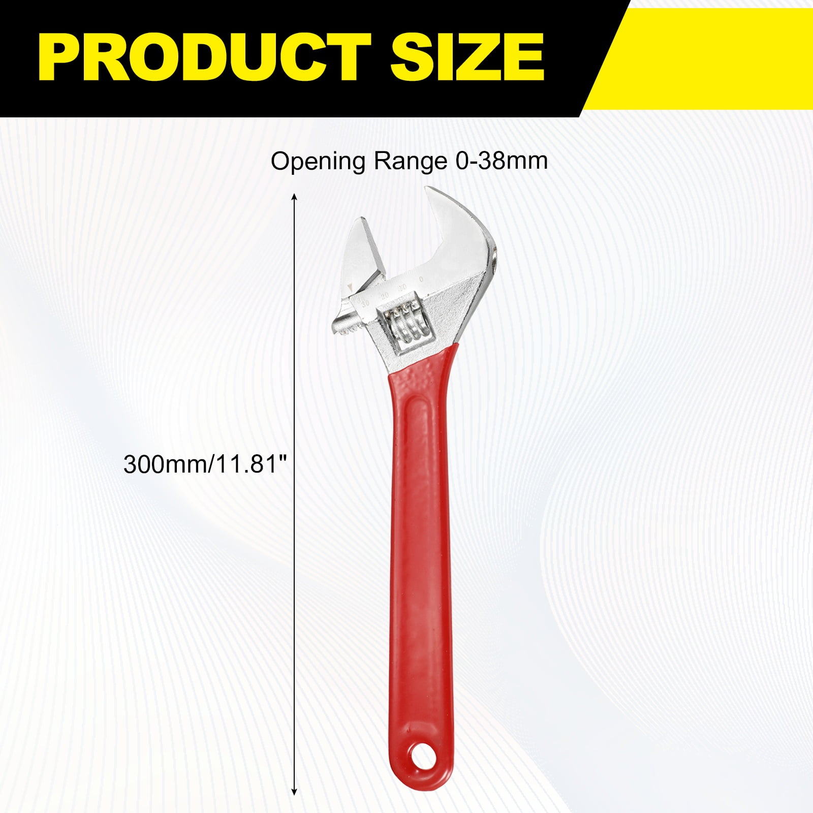 Uxcell Adjustable Wrench 12" High Carbon Steel Industrial Wide Jaw Wrench Adjustable Repairs Spanner Tool with Graduated Scale for Home Garage Workshop Plumbing, Red