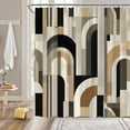 thumbnail image 3 of Abstract Arch Lines Shower Curtain Black Grey Brown Geometric Line Mid Century Art Board Fabric Bathroom Decor Curtain with Hooks-72"W x 78"L (Pack of 1), 3 of 7
