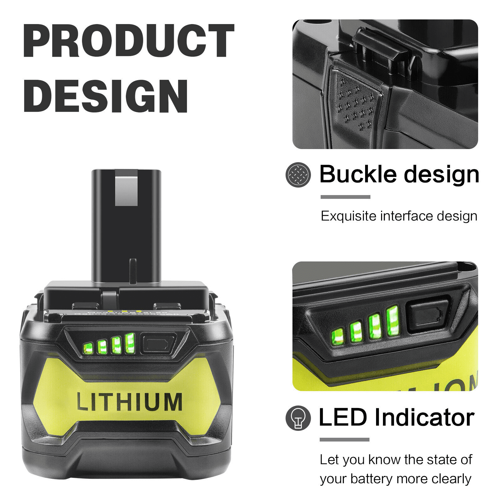 DASNITE Upgrade 18V 5.0Ah P108 Battery Replacement for Ryobi 18 Volt Battery Lithium P102 P103 P104 P105 P107 P109 P122
