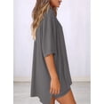 thumbnail image 2 of Women's two-piece casual suit summer casual loose shirt cycling shorts match airport travel wear Grey XXXL, 2 of 5