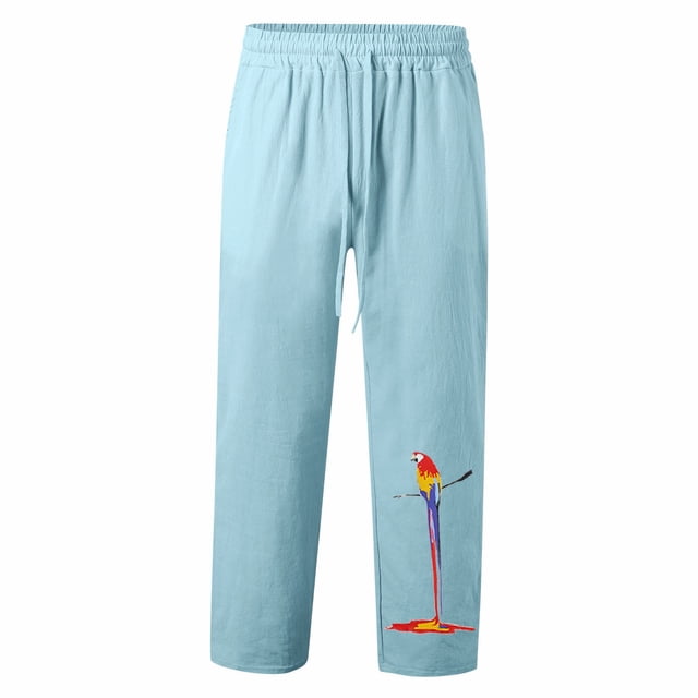 Zszcpp Work Pants Men Spring Autumn Athletic Recreation Sports Parrot Printed Breathable Lounge Trousers Casual Trouser