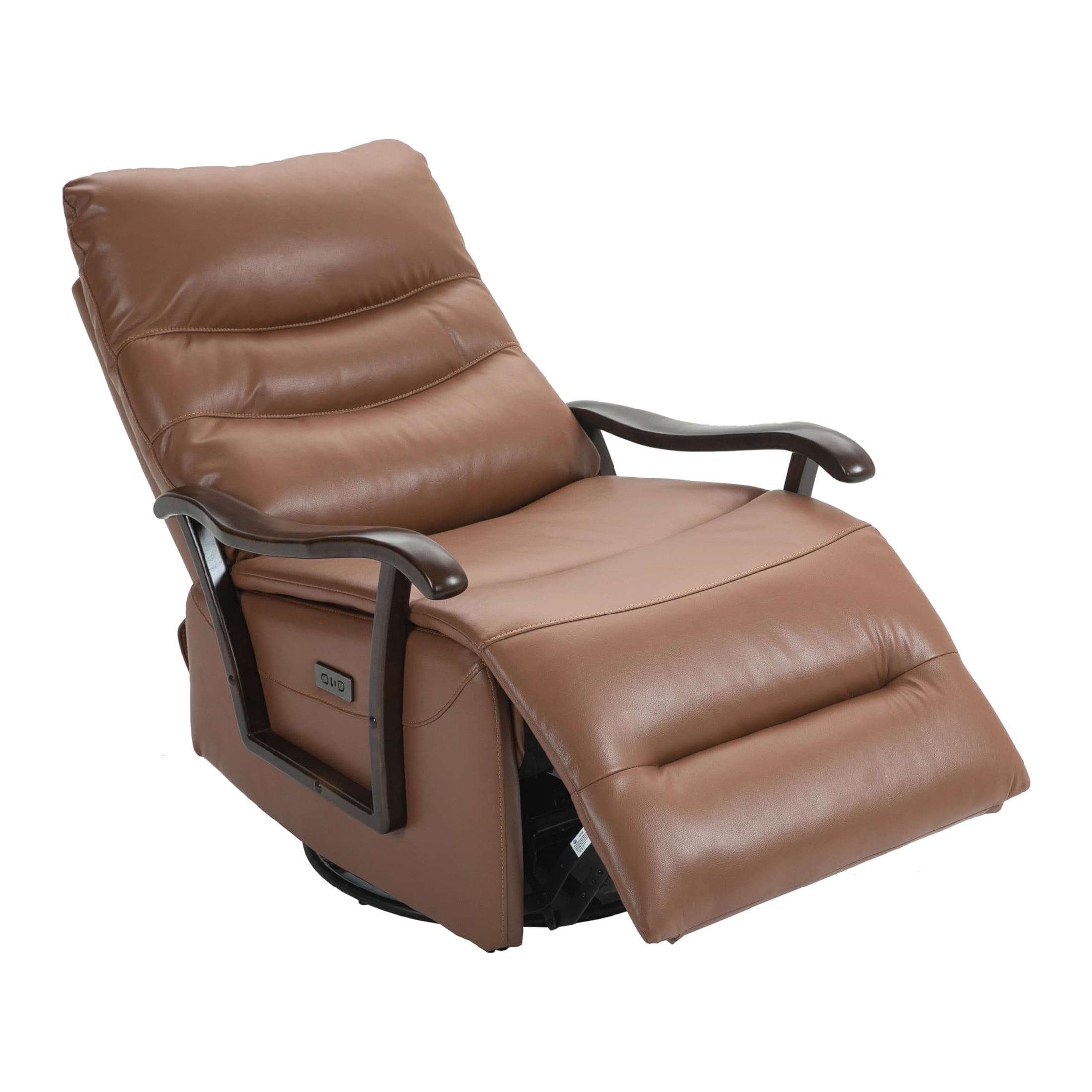 Aukfa Power Recliner Swivel Glider, Living Room Reclining Sofa Chair with USB Port, Leather, Brown