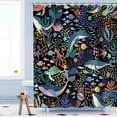 thumbnail image 2 of Kids Shower Curtain Ocean Shower Curtains, Cute Animal Bathroom Shower Curtain with Hooks Under The Sea Bathroom Decor Cartoon 72''''W x 72''''H Machine Washable (Blue), 2 of 5