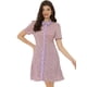 thumbnail image 1 of Vestido Camisero Floral Con Cinturón Y Cuello En Contraste De Manga Corta Para Mujer Púrpura S, 1 of 5