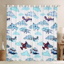 Castle Fairy Children Kids Cartoon Plane Curtains Pack of 2 (42x84 Each),Kawaii Airplane Aircraft Curtains Blackout,Transportation Theme Bedroom Curtains,Ultra Soft Home Decor