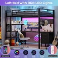 thumbnail image 6 of AMUZER Twin Size Loft Bed with L-Shaped Desk, LED Lights,Charging Station,Metal Loft Bed Twin with Desk, Fabric Drawers & Shelves, 13.4" H Safety Guard, No Box Spring Needed, Grey, 6 of 10