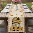 thumbnail image 4 of Sunflower Gnomes Table Runner 72 Inches, Summer Botanical Bee Yellow Plaid Rustic Bed Runner Dresser Scarves Tabletop for Indoor Outdoor Parties/Ceremony/Banquet, 18" x 72", 4 of 9