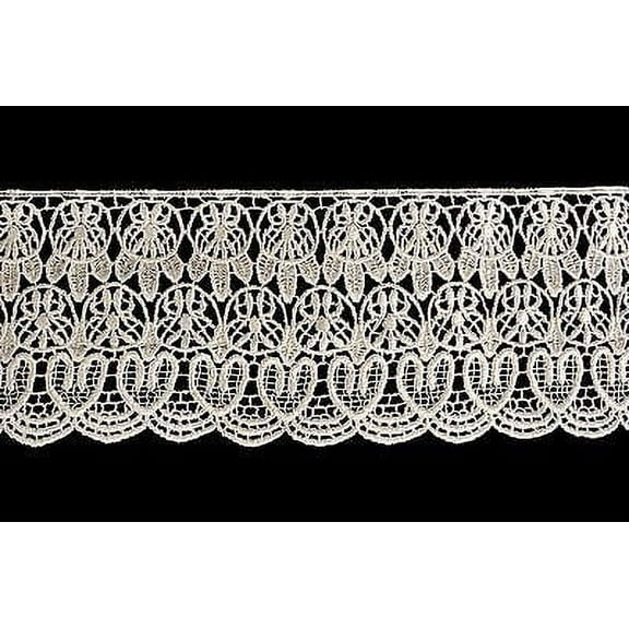 Lily 4" Ivory and White Floral Venice Vintage Guipure Lace Trim By Yardage