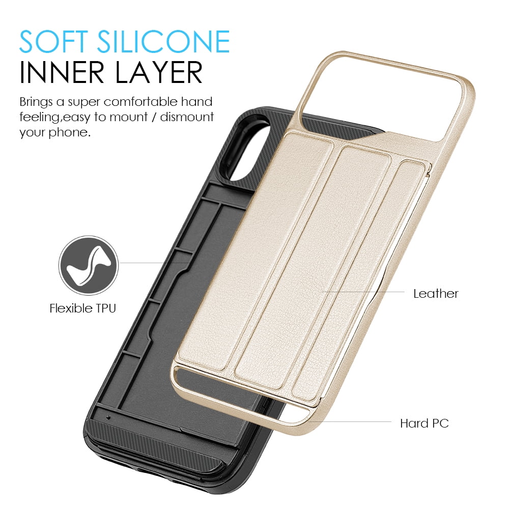 SUMACLIFE Protective Hybrid Wallet Case for Apple iPhone X (Exact Perfect Fit)