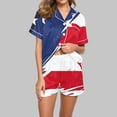 thumbnail image 6 of Fewfanhot Women's AmericanFlag Print Pajamas Set, 2 Piece Button Down Short Sleeve Top and Shorts Loungewear, Soft Breathable Sleepwear for Women, 6 of 7
