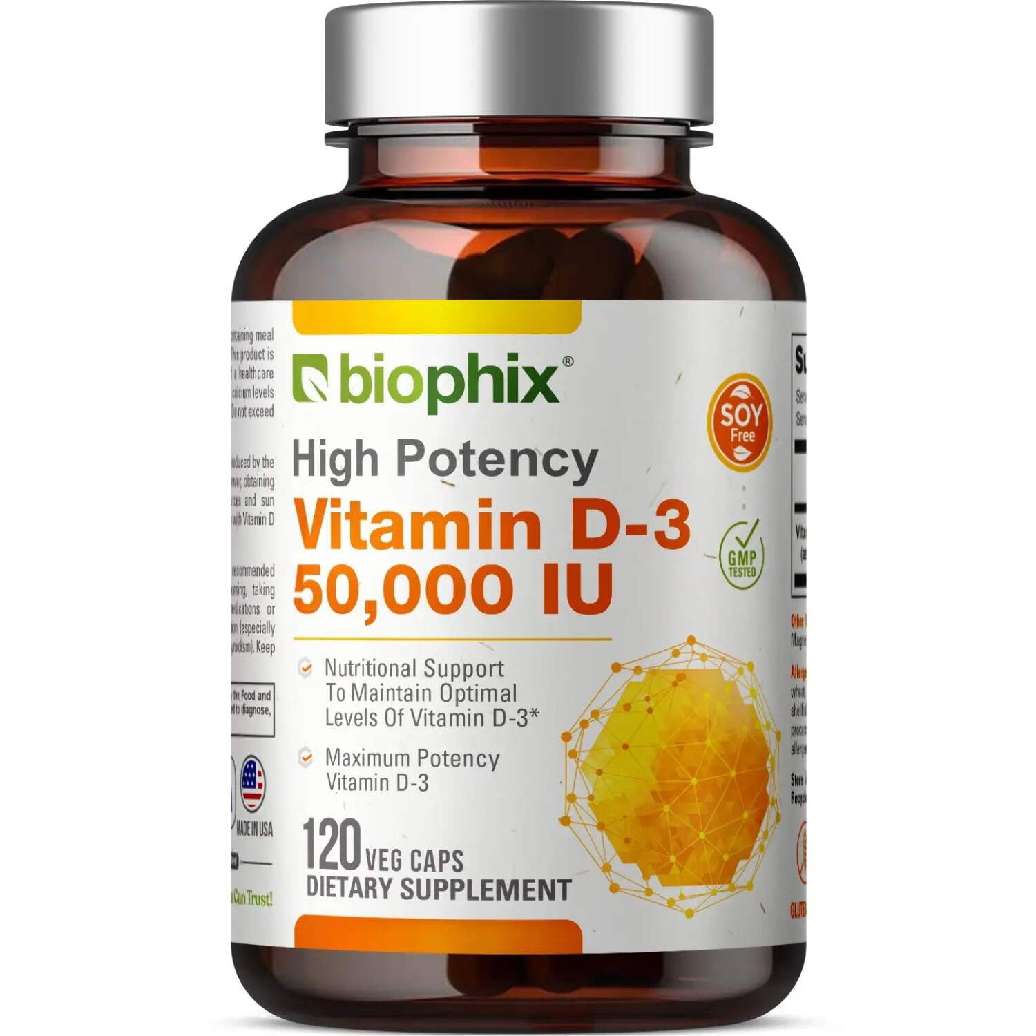biophix Vitamin D-3 50000 IU 120 Vcaps - High-Potency Supports Strong Bones Immune Health