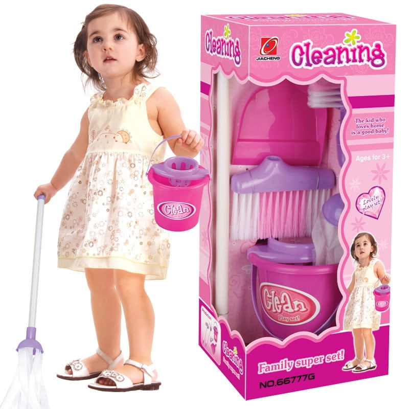 Childrens Kids Cleaning Sweeping Brush Play Set Includes Broom & Dustpan Toy 