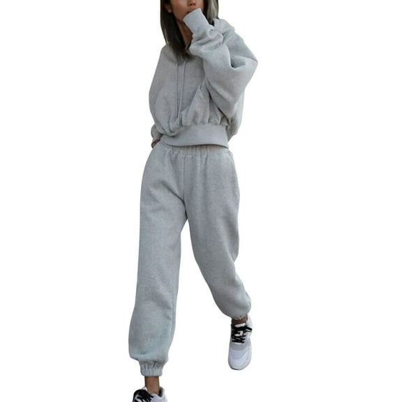 Women's Two Piece Outfits Top Jacket And Elastic Waistband Pant Women Sweatsuit Tracksuit Sets Sweater Suits Womens Petite Pant Suits Womens Sweatpants Open Bottom Dressy Sweatsuits Women Suites for