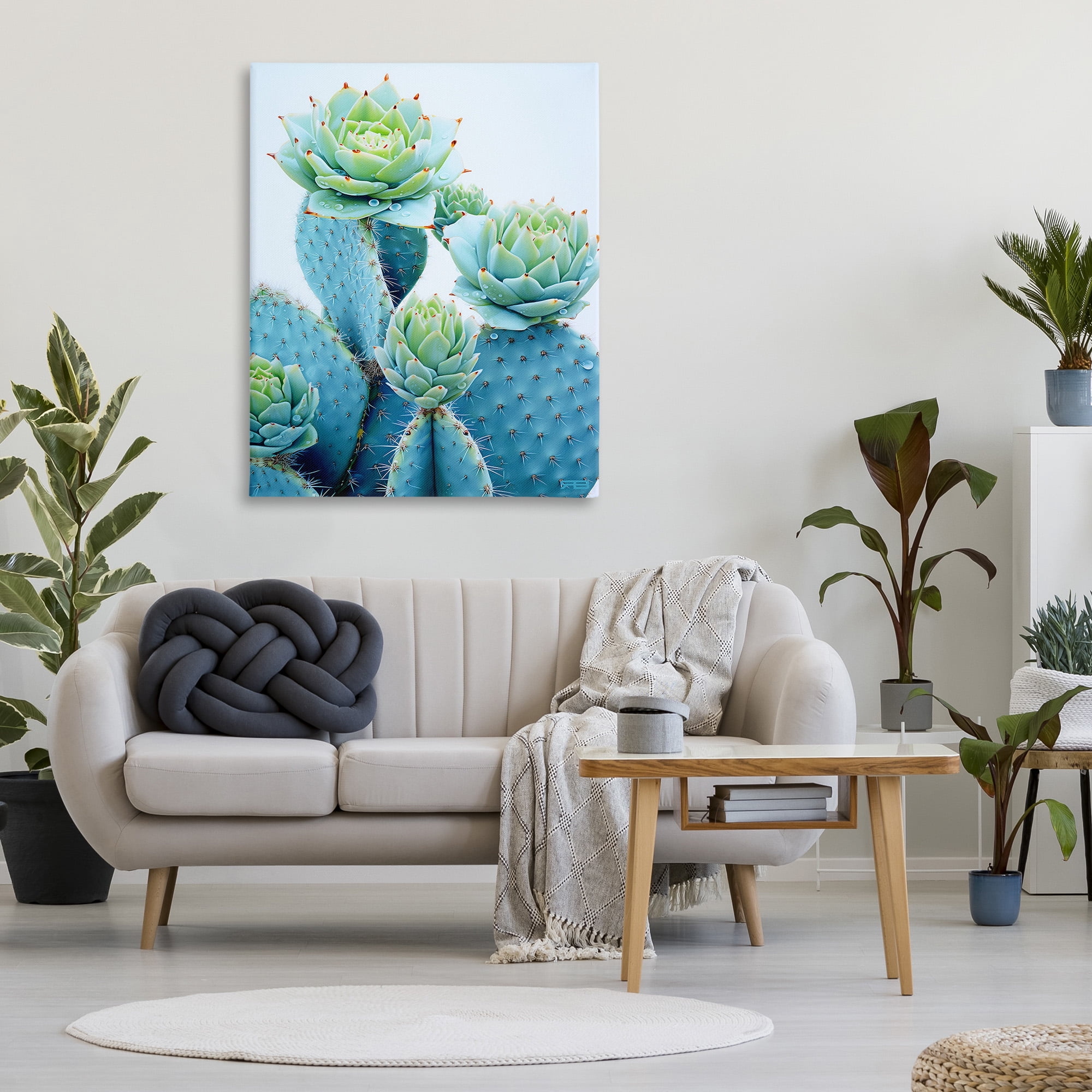 Stupell Industries Cactus with Succulent Blooms Botanical & Floral Painting Gallery Wrapped Canvas Art Print Wall Art, 36 x 48