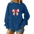thumbnail image 2 of ICHUANYI Valentines Day Love Heart Sweatshirt Women Bow Graphic Long Sleeve Shirt Casual Valentines Gifts Pullover Hoodless Hoodie Tops, 2 of 5