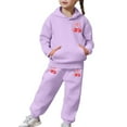 thumbnail image 7 of Girls Tracksuit Set Size 6 Casual Print Hoodie and Pants Outfit 2 Piece Toddler Kids Fashion Athletic Wear Comfy Daily Play Youth Two Piece Tracksuit for Loungewear, 7 of 7