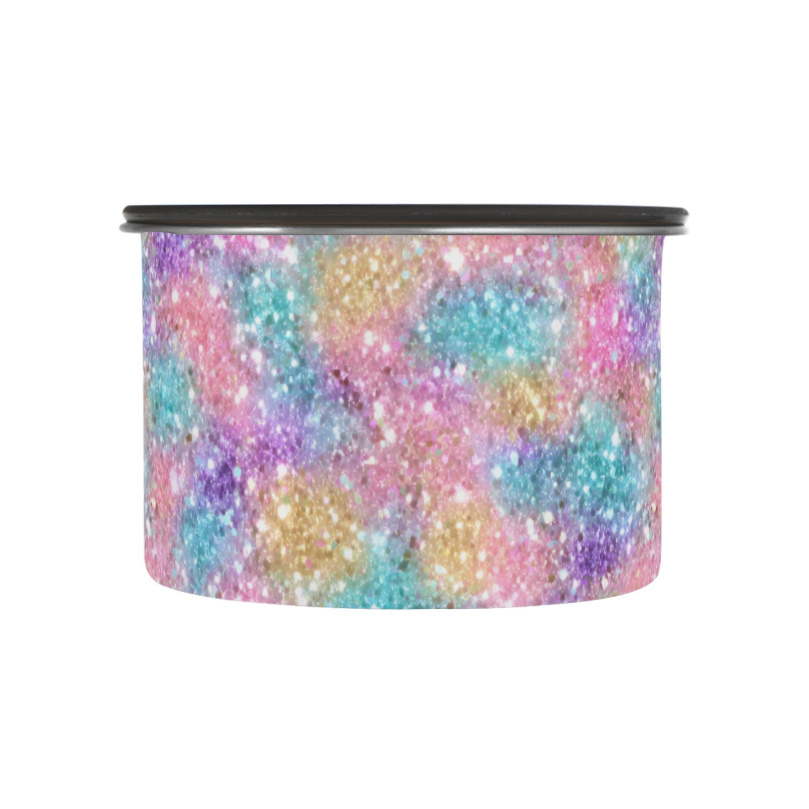 Colorful Glitter Sequins Airtight Coffee Bean Canister 30oz Food Storage Containers with Lids For Gournd, Tea, Sugar, Flour, Rice, Cereal, Candy Cookie Jar