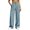 Blue, variant on Women High Waist Single Button Pleated Wide Leg Suit Pants Drape Loose Full Length Business Casual Office Trousers Side Pockets Navy S