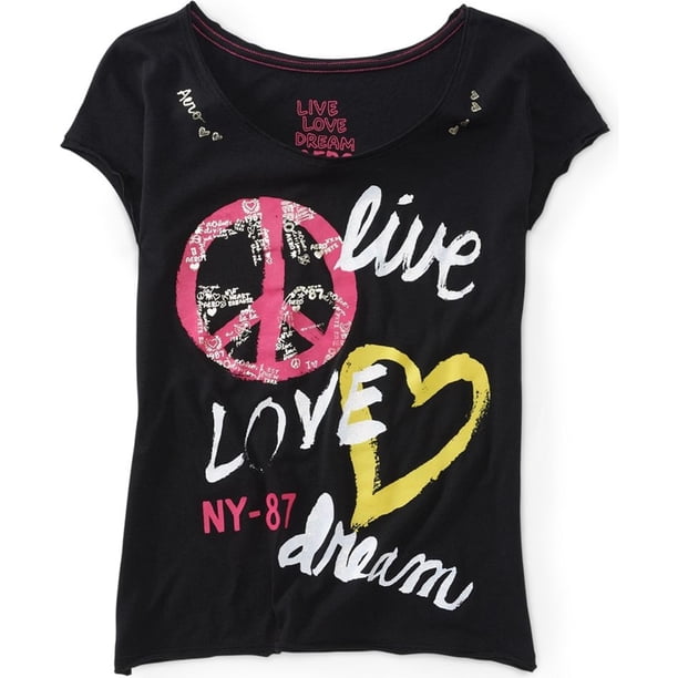 Camiseta para dormir Aeropostale Live Love Dream Negro Mediano