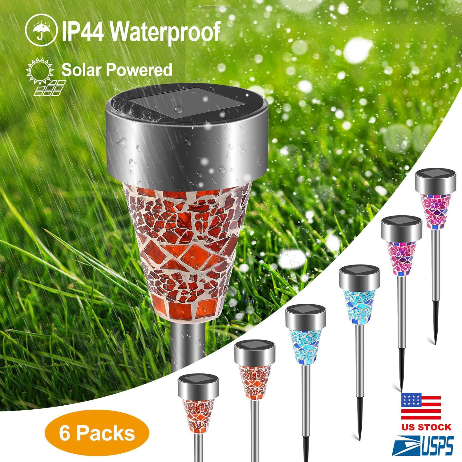 6 Packs Solar Garden Lights Outdoor Solar Pathway Lights IP44 Water-resistant Landscape Lights 8Hrs Lawn Lamps for Yard Driveway Walkway