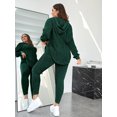thumbnail image 4 of Plus Size Women 2 Piece Outfit, Ribbed Knit Hooded Long Sleeve Top and High Waist Leggings Set, 4 of 5