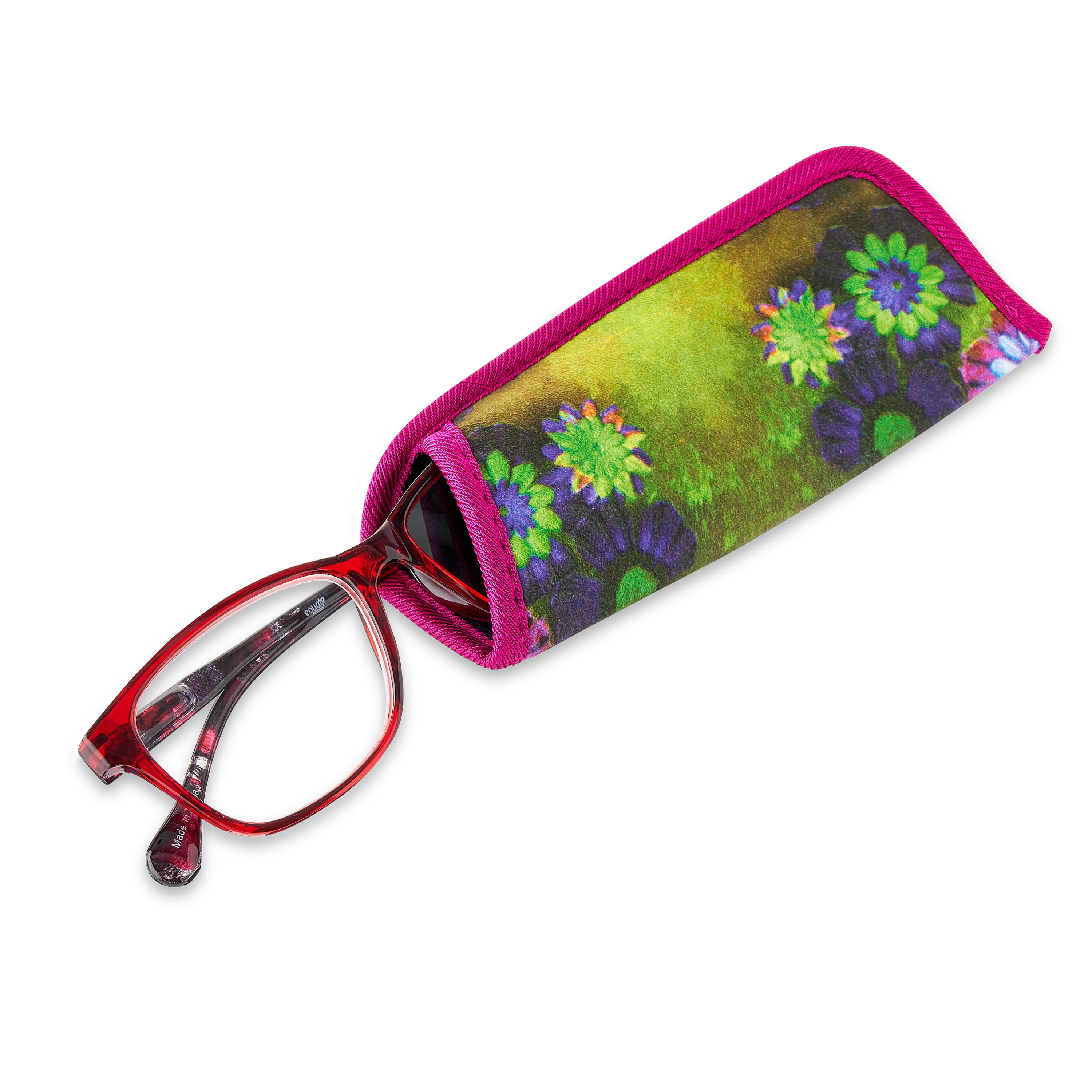 Equate Women's Flora Readers with Case, Red, +3.00