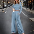 thumbnail image 2 of Krdevn Pajamas for Women Set - Two Piece Outfits for Women Long Sleeve Crop Top Wide Leg Pants Matching Sets Tracksuits,Sleepwear for Women,Size:XXL, 2 of 7