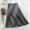 thumbnail image 2 of Curuila Womens A Line Long Skirt Thick Knitted Mid Length Solid Color Soft Warm Pleated Skirt Grey Size S, 2 of 3