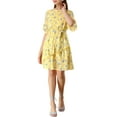 thumbnail image 2 of MODA NOVA Junior's Boat Neck Floral Casual Short Sleeve Ruffle Hem Dress, 2 of 5