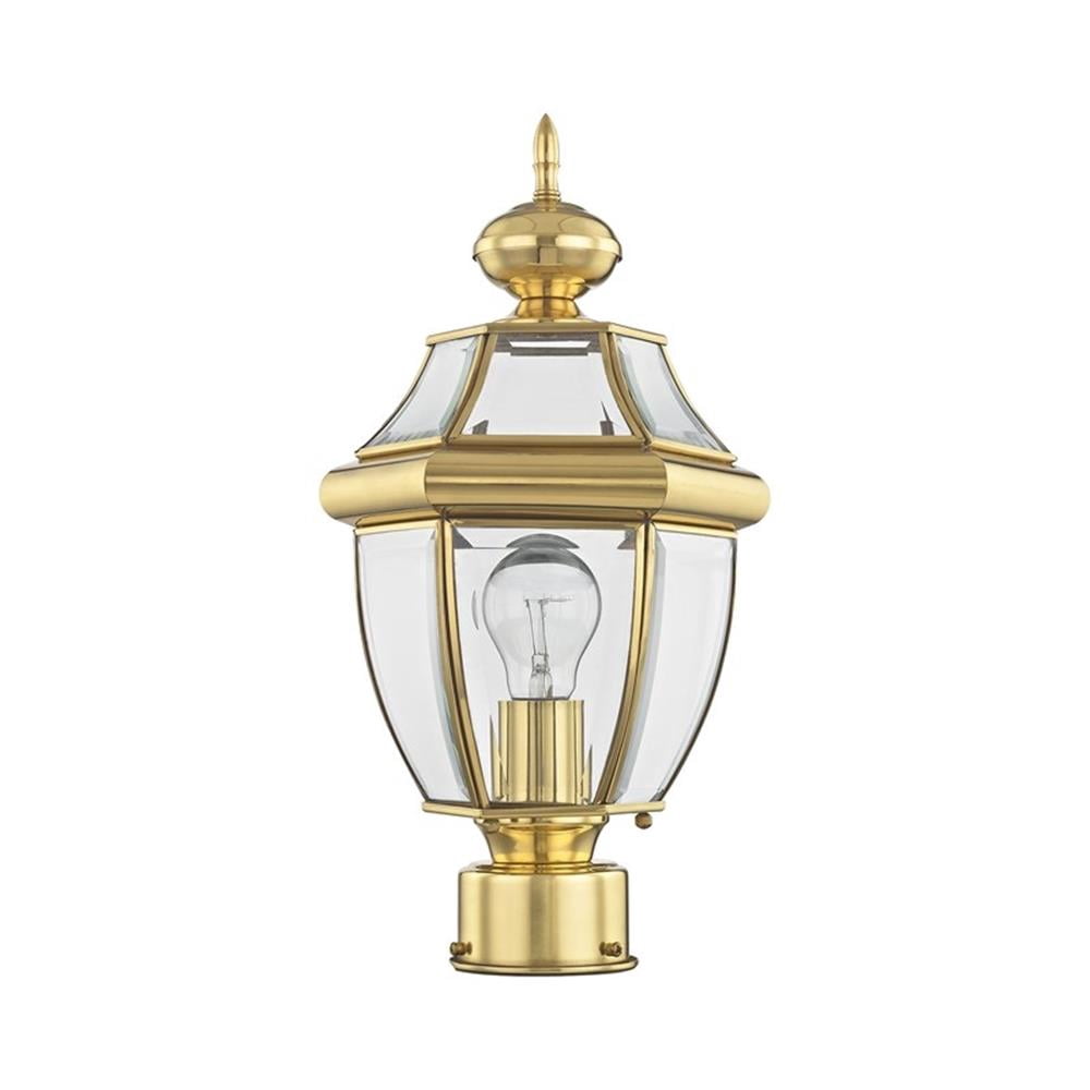 Bowery Hill 1-Light Brass Outdoor Post Top Lantern in Polished Brass