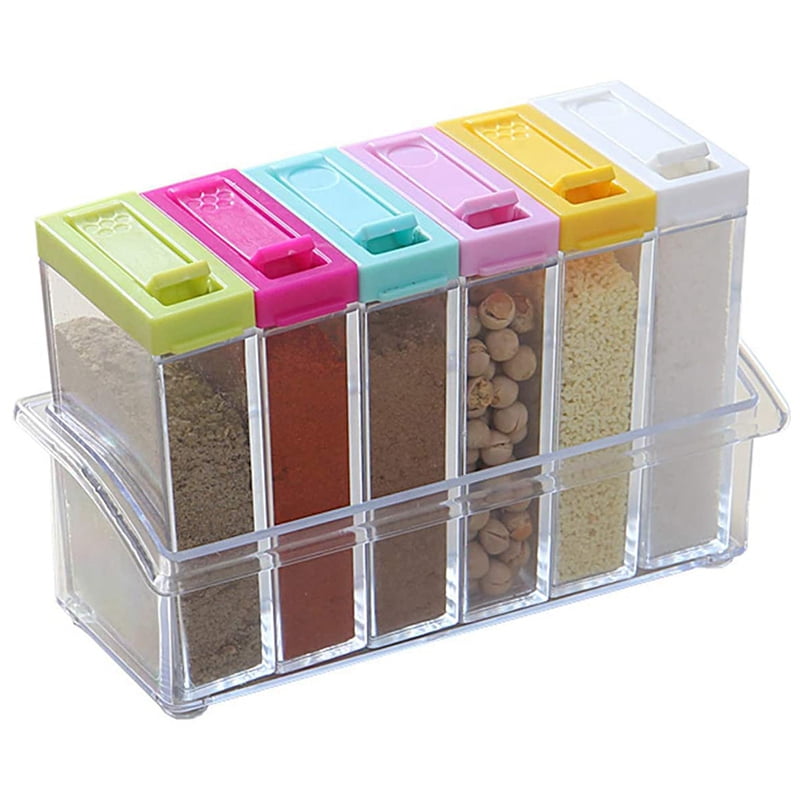 1xMini Shaker Seasoning Spice Bottle Jar Salt Pepper Storage Rack Container Box