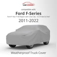 thumbnail image 2 of Weatherproof Outdoor Gray Color Truck Cover Compatible with Crew Cab 5.5 Foot Bed & Shell F-150 2011-2022 - Outdoor & Indoor - Rain, Snow, Hail, Sun - Theft Cable Lock, Bag & Wind Straps, 2 of 9